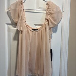 Lulu's Blush Flutter Sleeve Peasant Blouse